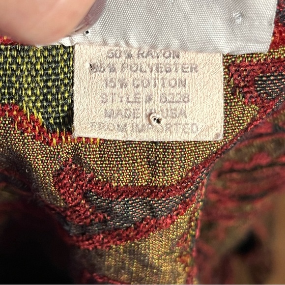 Habitat XL Red Tapestry Jacquard Jacket Artsy Boho Button Front Stand Collar - Picture 13 of 13